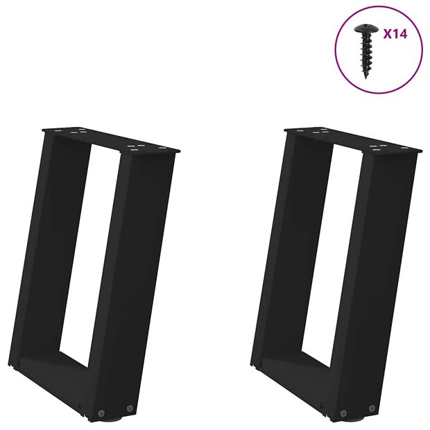 Salontafelpoten 2 st U-vormig 38x(42-43) cm staal zwart 1