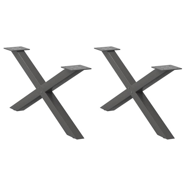 Salontafelpoten 2 st X-vormig 70x(30-31) cm staal antraciet 1