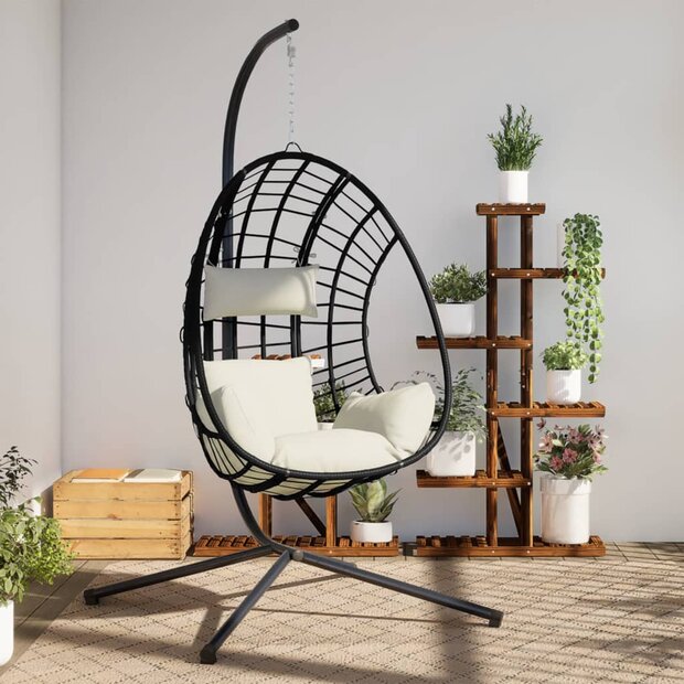 Hangstoel met standaard rattan en staal beige 1