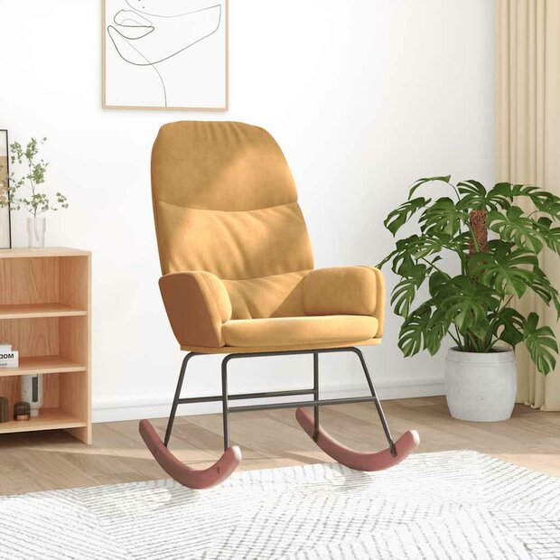 Schommelstoel fluweel bruin 1