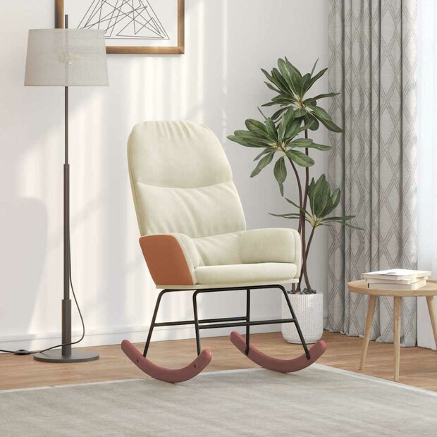 Schommelstoel fluweel cr&egrave;mewit 1