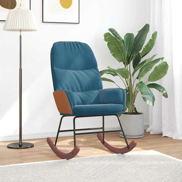 Schommelstoel fluweel blauw 1