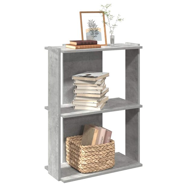 Boekenkast 3-laags 60x30x80 cm bewerkt hout betongrijs 1