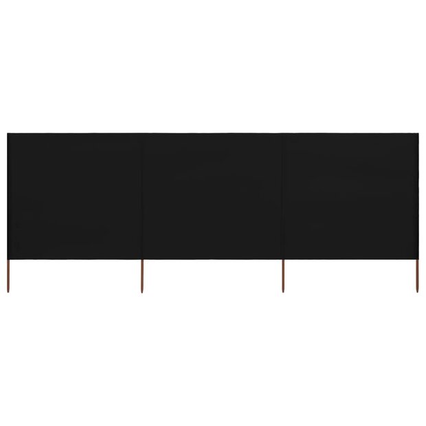 Windscherm 3-panelen 400x120 cm stof zwart 1