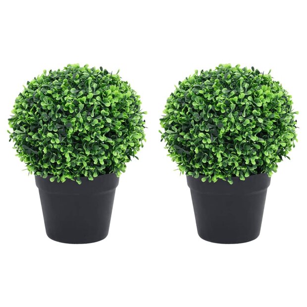 Kunstplanten met pot 2 st buxus bolvorming 32 cm groen 1