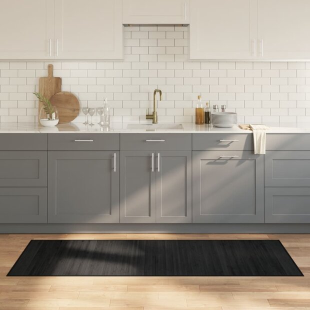 Vloerkleed rechthoekig 70x200 cm bamboe zwart 1