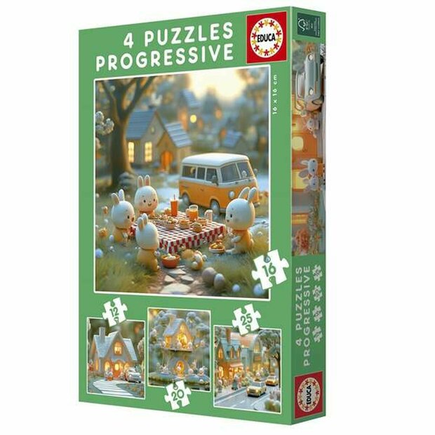 Puzzel Educa Konijn 12 Onderdelen 16 Onderdelen 20 Onderdelen 25 Onderdelen (4 Stuks) 1