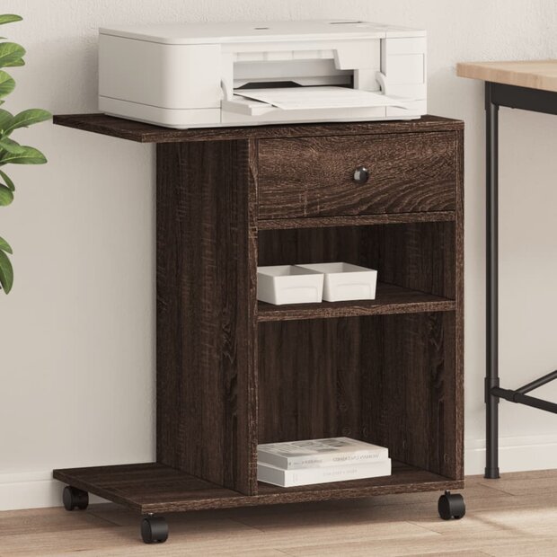 Printerkastje met wielen 60x40x68,5 cm bruin eikenkleurig 1