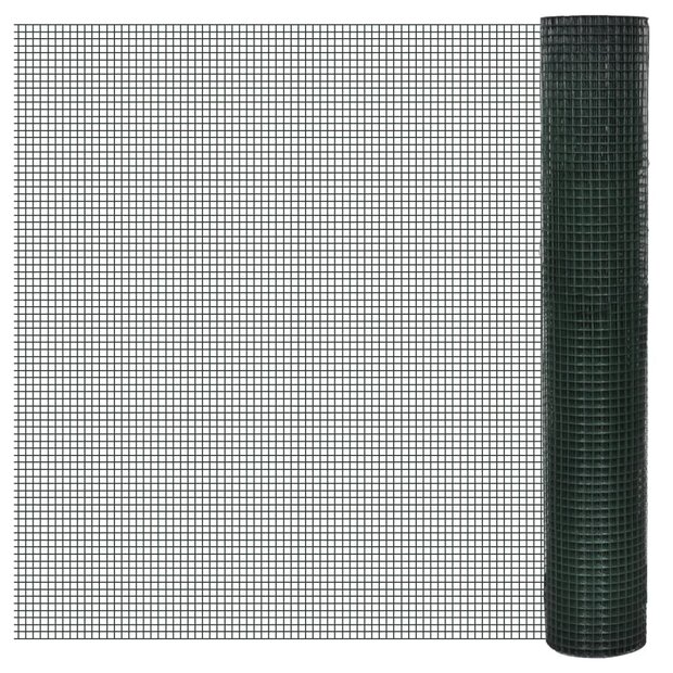 Kippengaas 10x1 m gegalvaniseerd staal met PVC-coating groen 1