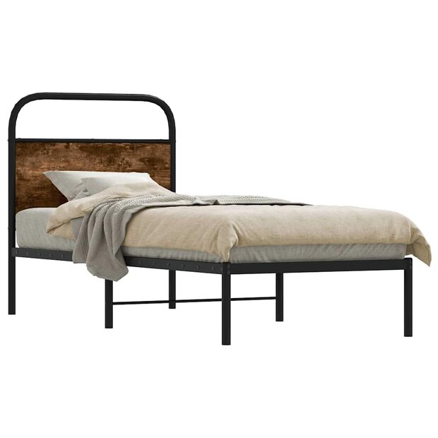 Bedframe zonder matras bewerkt hout gerookt eiken 75x190 cm 1