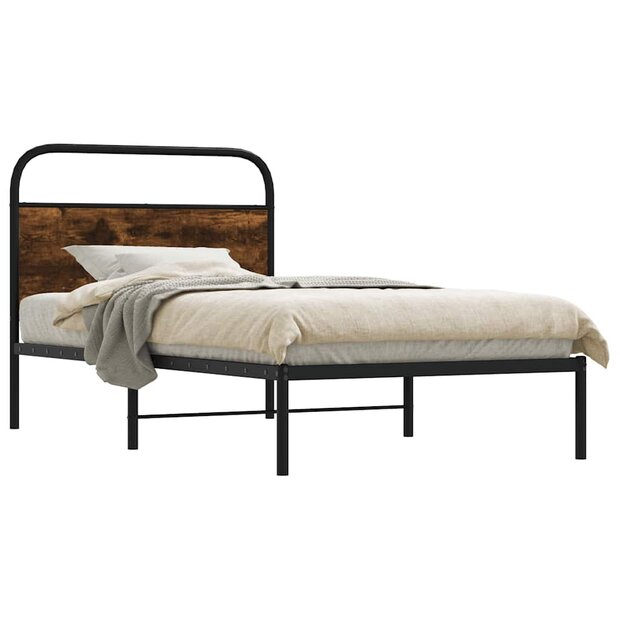Bedframe zonder matras bewerkt hout gerookt eiken 90x200 cm 1