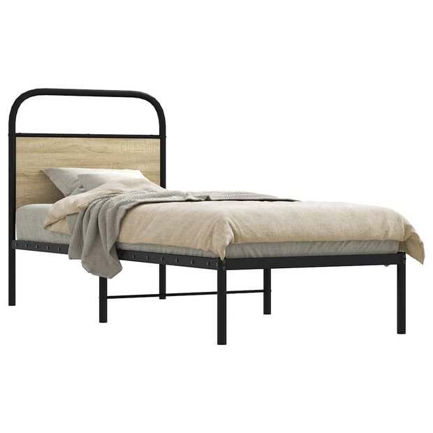 Bedframe zonder matras bewerkt hout sonoma eikenkleur 75x190 cm 1