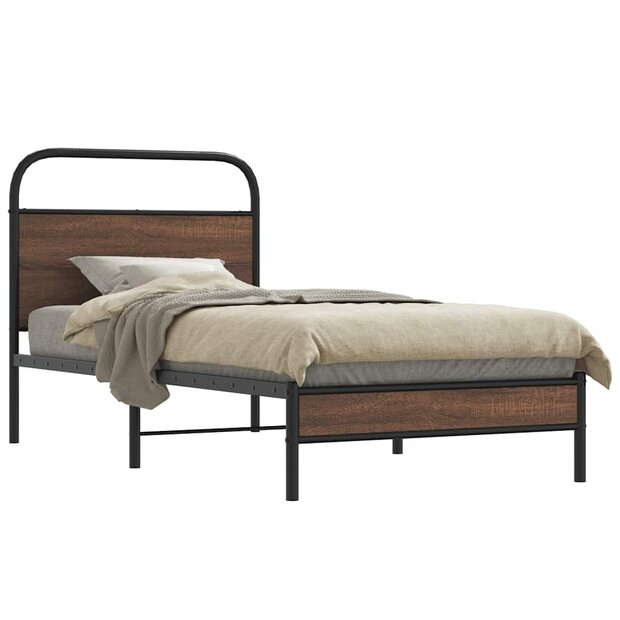 Bedframe zonder matras bewerkt hout bruin eikenkleur 90x190 cm 1