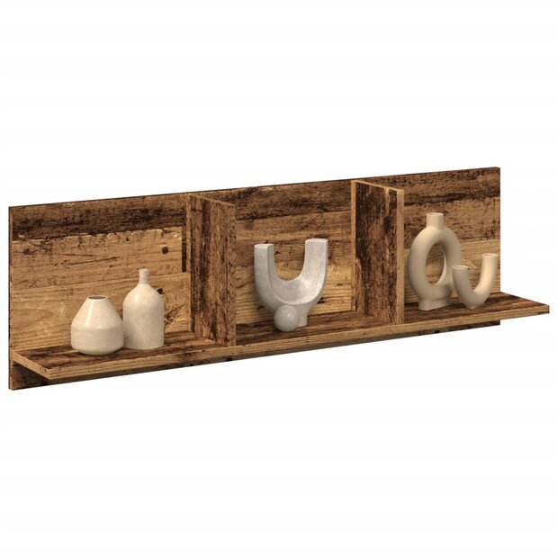 Wandkast 100x16,5x30 cm bewerkt hout oud houtkleurig 1