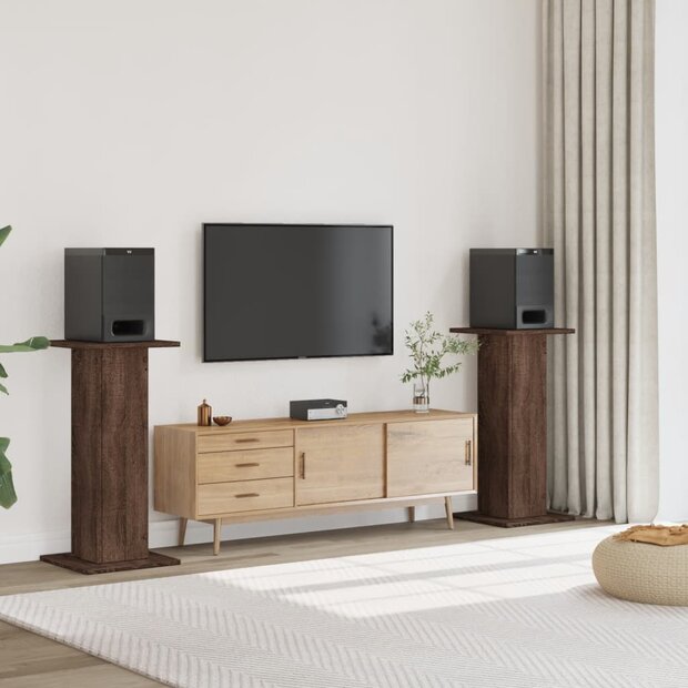 Speakerstandaards 2 st 30x30x95 cm bewerkt hout bruin eiken 1
