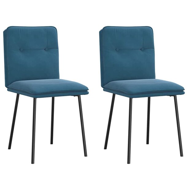 Eetkamerstoelen 2 st fluweel blauw 1