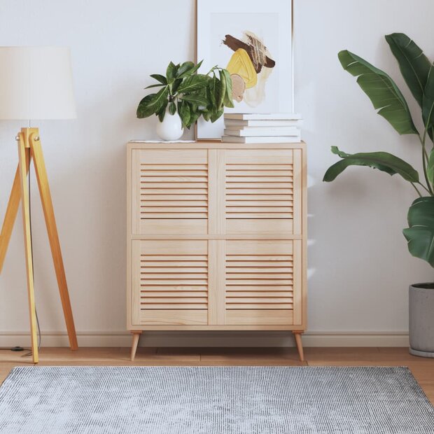 Kastdeuren met lamellen 4 st 39,5x39,4 cm massief grenenhout 1