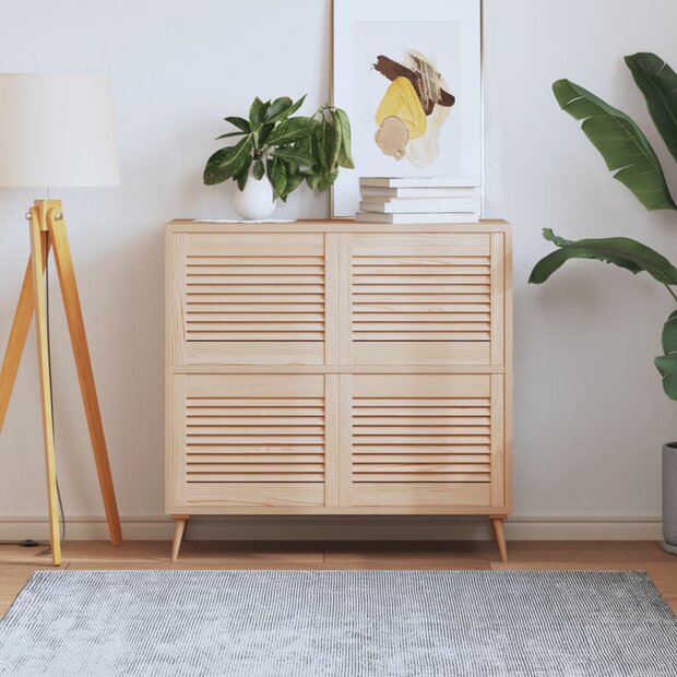 Kastdeuren met lamellen 4 st 39,5x49,4 cm massief grenenhout 1