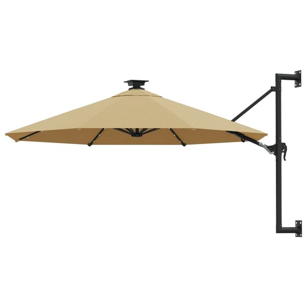 Wandparasol met LED&amp;apos;s 300 cm taupe 1