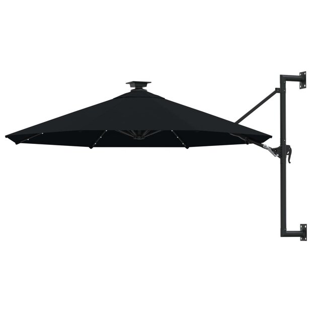 Wandparasol met LED&amp;apos;s 300 cm zwart 1