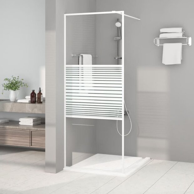 Inloopdouchewand 80x195 cm transparant ESG-glas wit 1