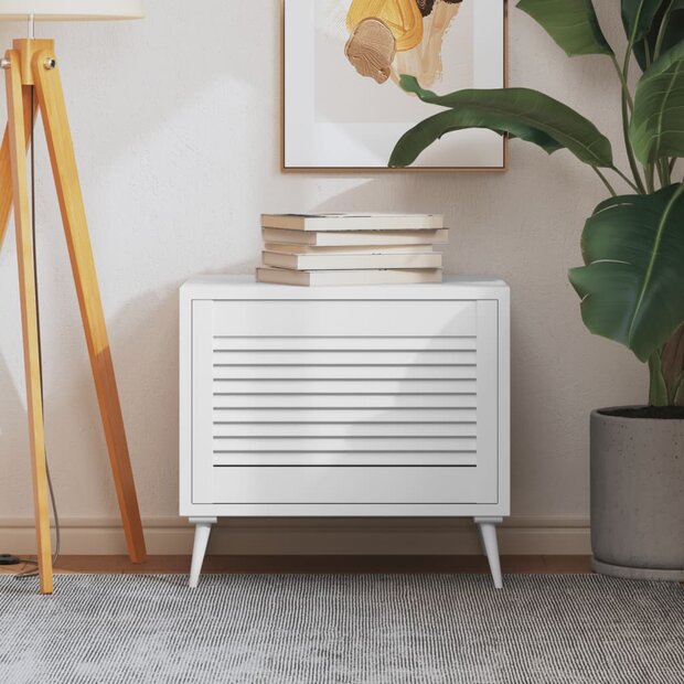 Kastdeur met lamellen 39,5x59,4 cm massief grenenhout wit 1