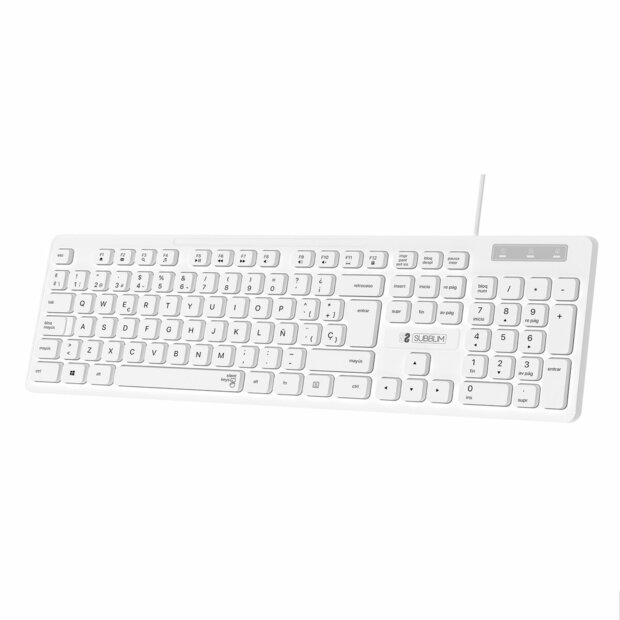 Toetsenbord Subblim SUBKBC-0SSK51 Wit Qwerty Spaans 1