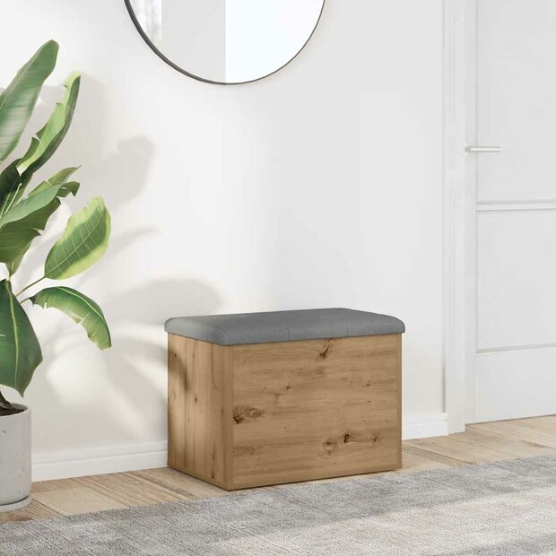 Opbergbankje 62x42x45 cm bewerkt hout artisanaal eikenkleur 1