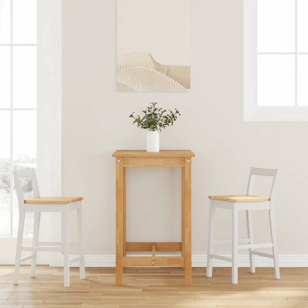 Barkrukken 2 stuks Wit Massief Hout Rubber 1