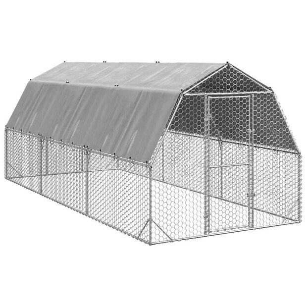 Kippenren met dak 2,5x6x2,25 m gegalvaniseerd staal 1