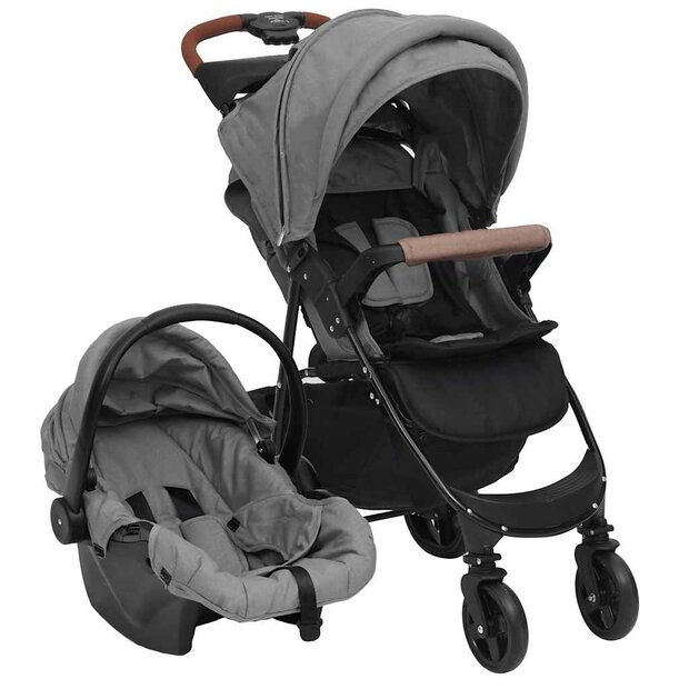 Kinderwagen 3-in-1 staal lichtgrijs 1