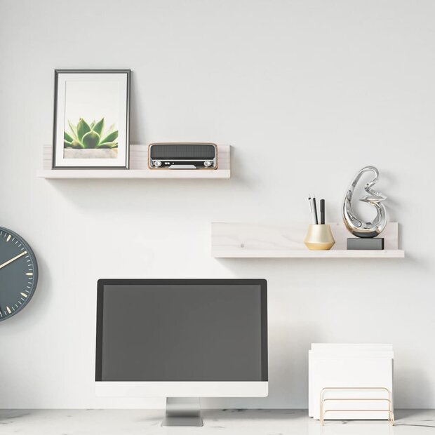 Wandkasten 2 st 50x11x9 cm massief grenenhout wit 1