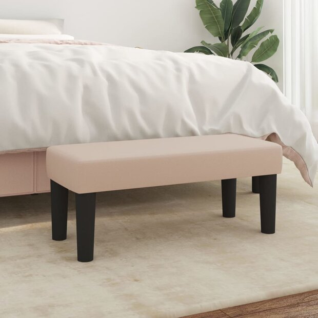 Bankje 70x30x30 cm kunstleer cappuccinokleurig 1