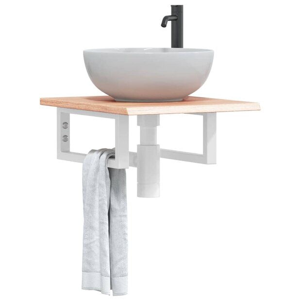 Badkamer wandschap staal en massief eikenhout 1