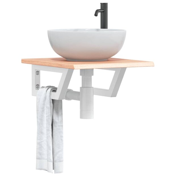 Badkamer wandschap staal en massief eikenhout 1