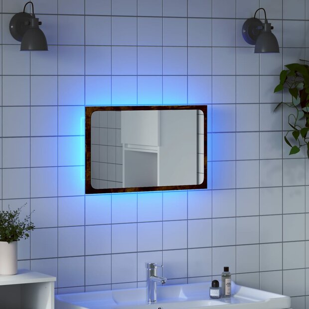 Badkamerspiegel met LED 60x8,5x38 cm bewerkt hout sonoma eiken 1