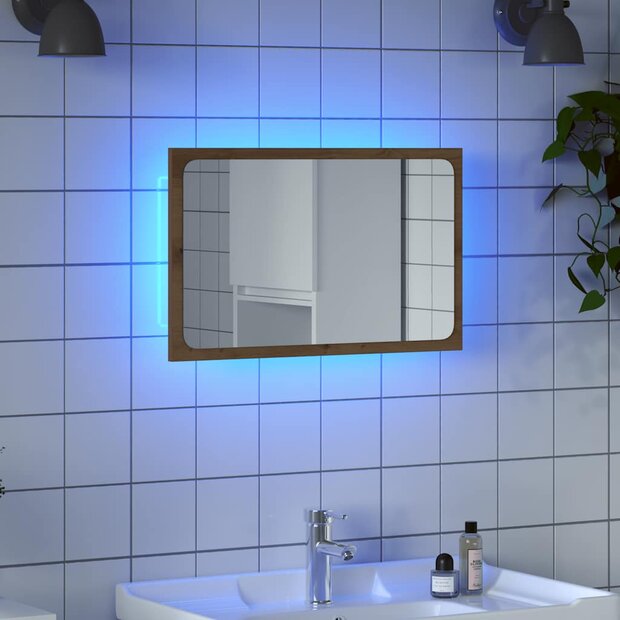 Badkamerspiegel met LED 60x8,5x38 cm artisanaal eikenkleurig 1