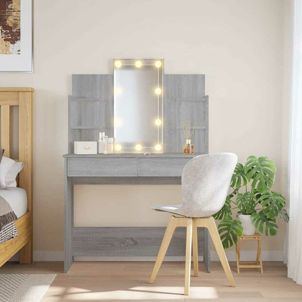 Kaptafel met LED-verlichting 96x40x142 cm grijs sonoma 1