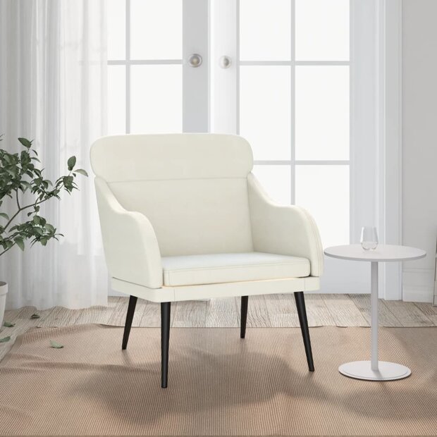 Fauteuil 63x76x80 cm fluweel cr&egrave;mekleurig 1