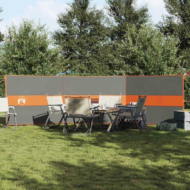 Windscherm camping waterdicht 490x123 cm grijs en oranje 1