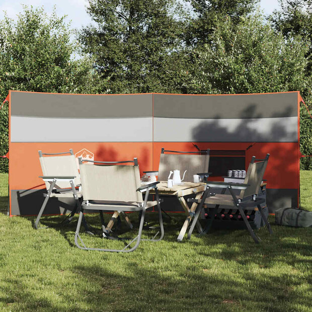 Windscherm camping waterdicht 340x130 cm grijs en oranje 1
