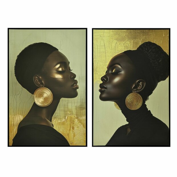 Schilderij Home ESPRIT Zwart Gouden 83 x 4 x 123 cm (2 Stuks) 1