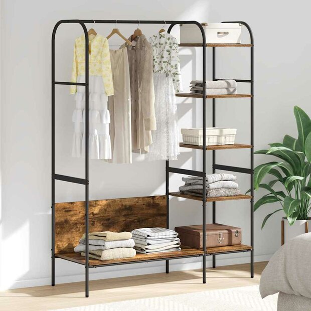 Kledingrek met plank Bruin 120 x 44 x 160 cm Bewerkt hout 1