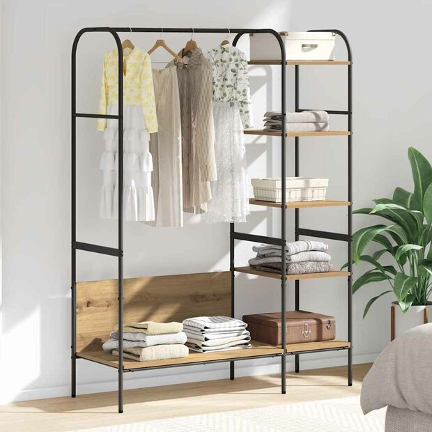 Kledingrek met plank Beige 120 x 44 x 160 cm Bewerkt hout 1