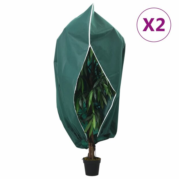 Plantenhoezen met ritssluiting 2 st 70 g/m&sup2; 1x1,55 m 1