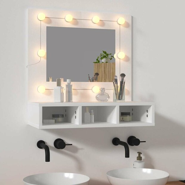 Spiegelkast met LED-verlichting 60x31,5x62 cm wit 1
