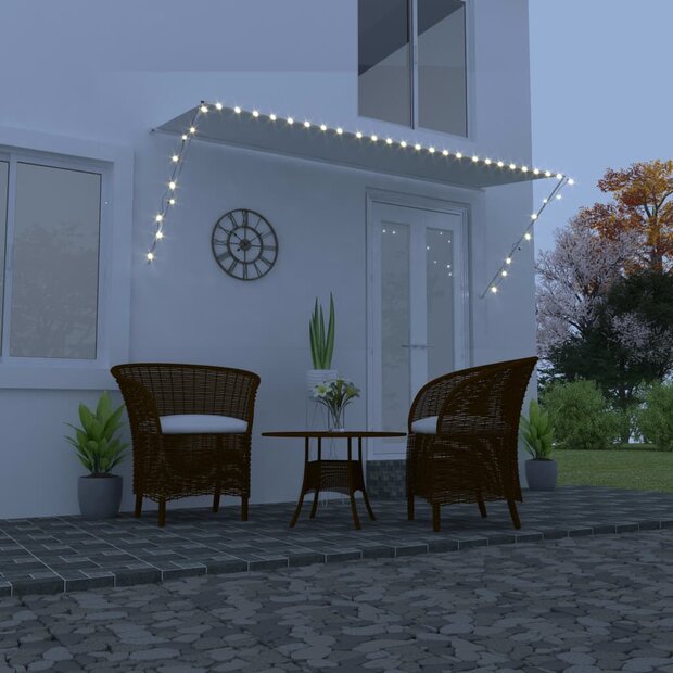 Luifel uittrekbaar met LED 350x150 cm cr&egrave;me 1