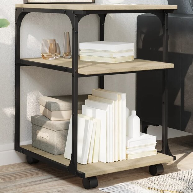 Printerkastje 3-laags 43x48x64 cm bewerkt hout sonoma eiken 1