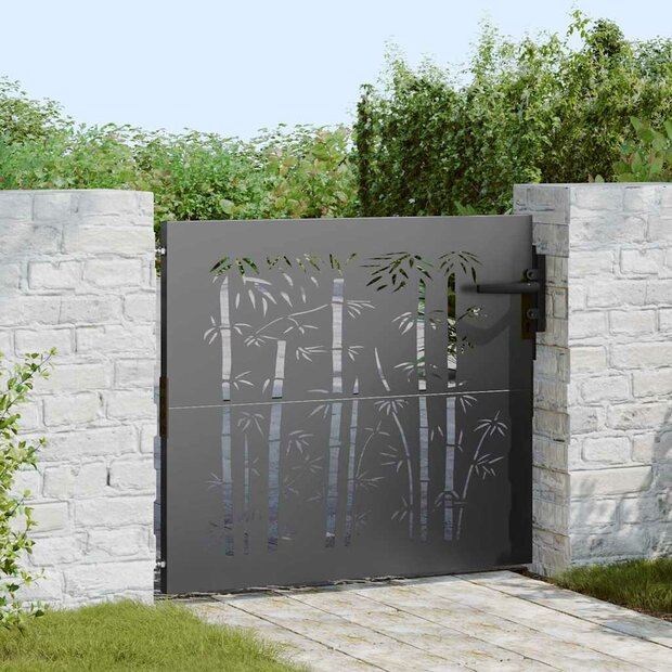 Tuinpoort met slot Zwart 105 x 100 cm Poedergecoat staal 1