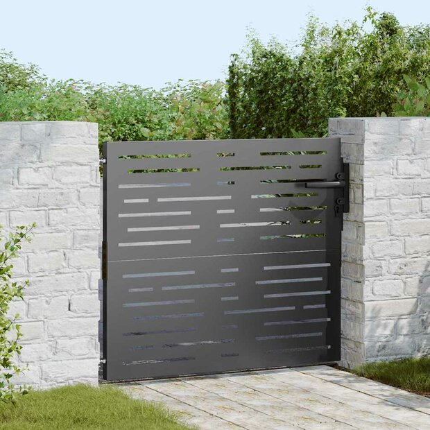 Tuinpoort met slot Zwart 105 x 100 cm Poedergecoat staal 1